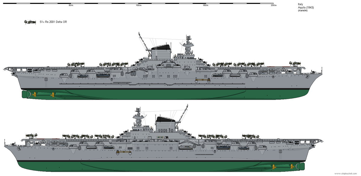 1/200 Italian aircraft carrier Aquila(full Hull/waterline)