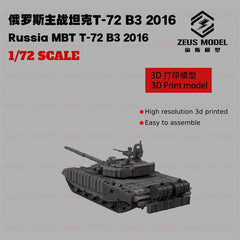 3d Printed 1/72/144 Russian T-72b3 2016 Tank With Relikt Armour
