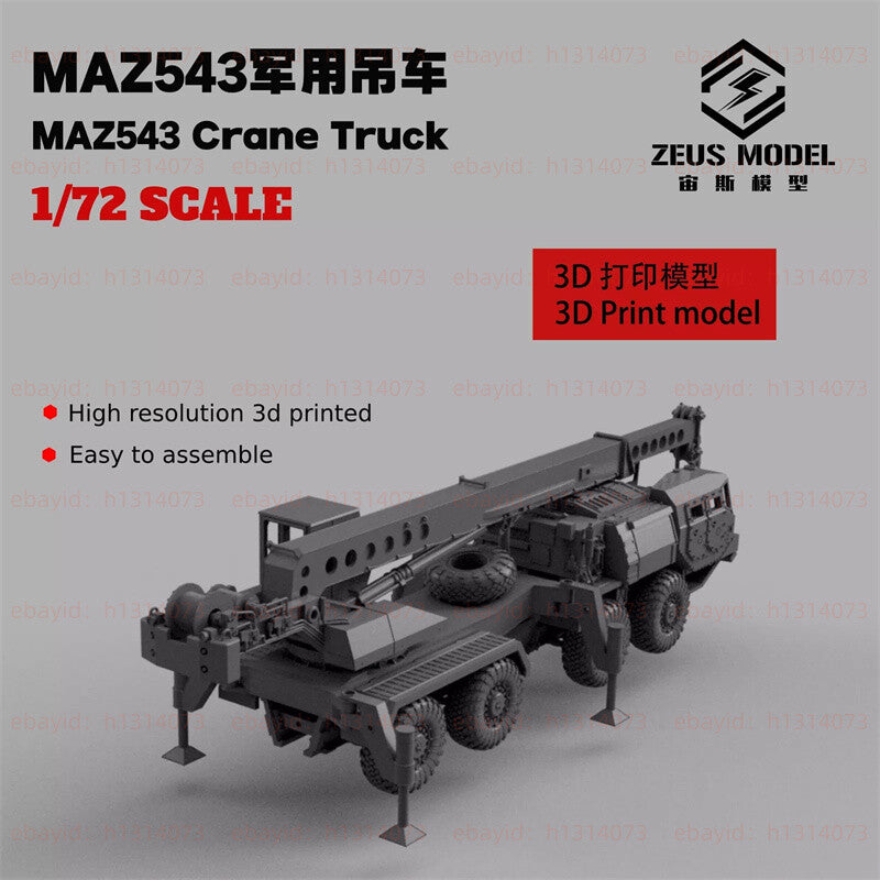 3d Printed 1/72/144 Russian Maz-543 Crane Truck