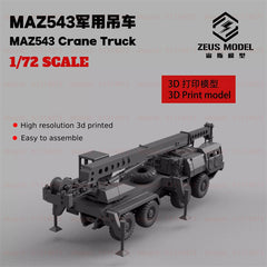 3d Printed 1/72/144 Russian Maz-543 Crane Truck
