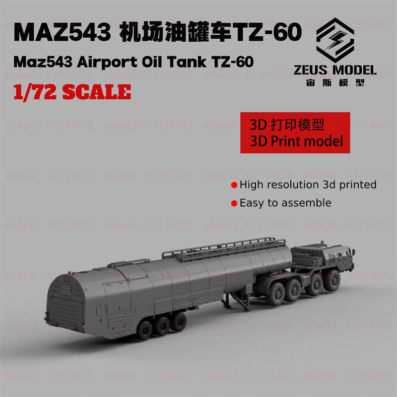 3d Printed Kit 1/72/144 Russian Military's Maz Tz-60 Airport Tanker Truck