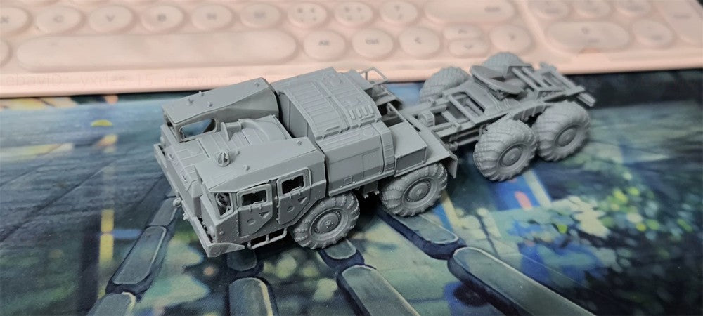 3d Printed 1/72/87 Maz-7410/74106 Heavy-duty Tractor-trailer Unpainted Kit