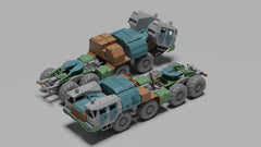 3d Printed 1/72/87 Maz-7410/74106 Heavy-duty Tractor-trailer Unpainted Kit