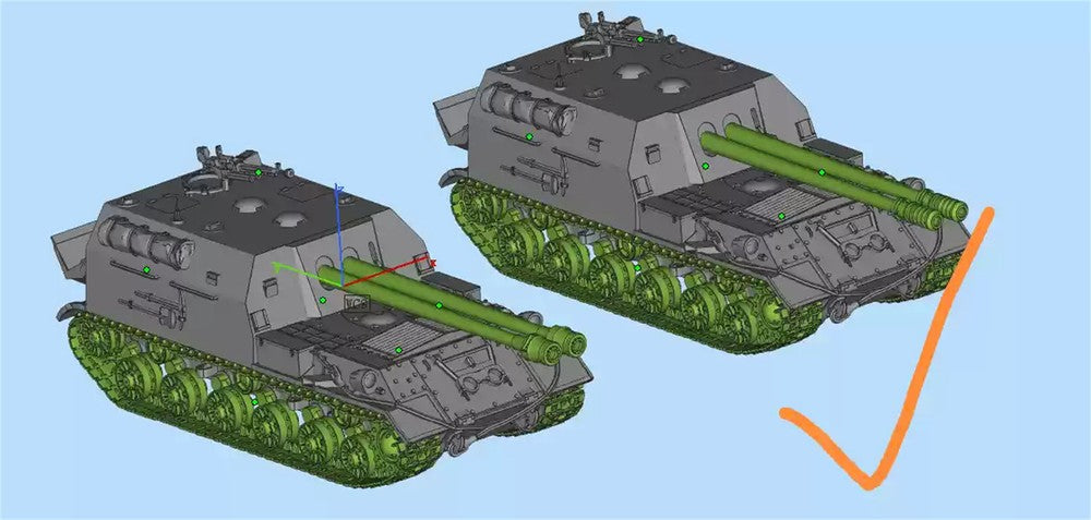 3d Printed 1/35/72 Soviet ISU-2-122 Self-propelled Anti-tank Gun Kit