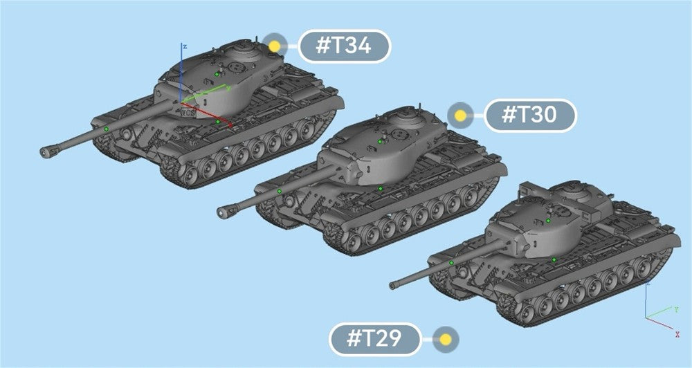 3d Printed 1/35/72 American T29/T30/T34 Heavy Tank Kit