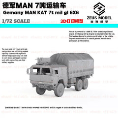 3d Printed Kit 1/72 German Man Kat 7-ton Truck