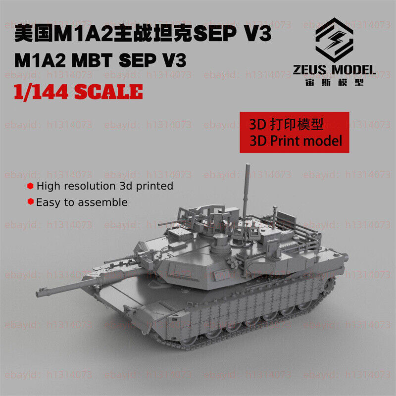 3d Printed 1/72/144 U.S. Army M1A2 Main Battle Tank SEP V3