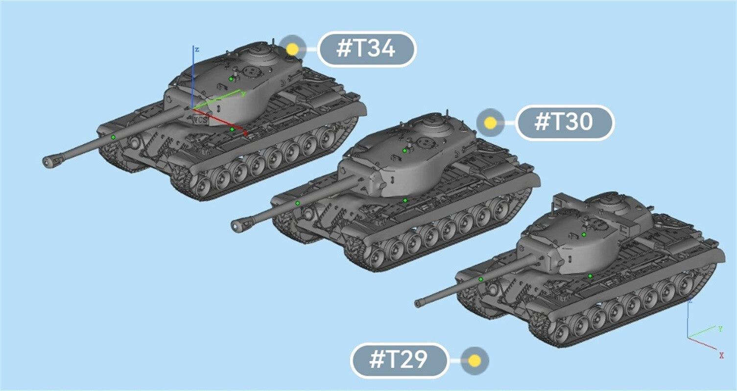3d Printed 1/35/72 American T29/T30/T34 Heavy Tank Kit