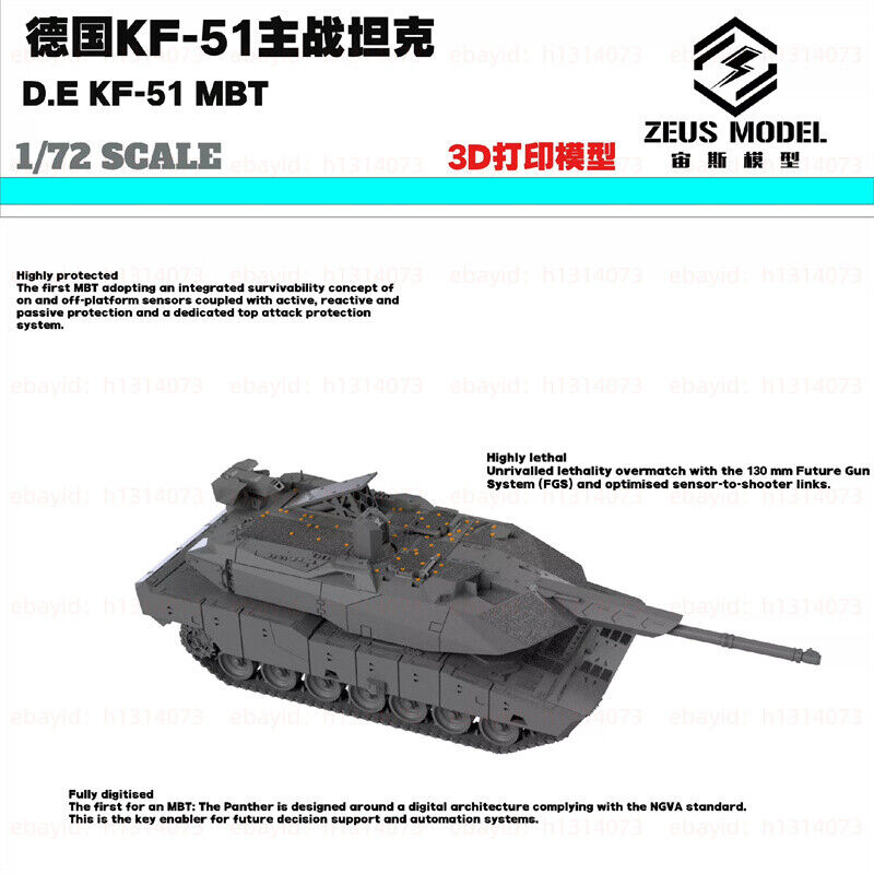 3d Printed Kit 1/72/87/144 Germany's New-generation Kf51 Main Battle Tank