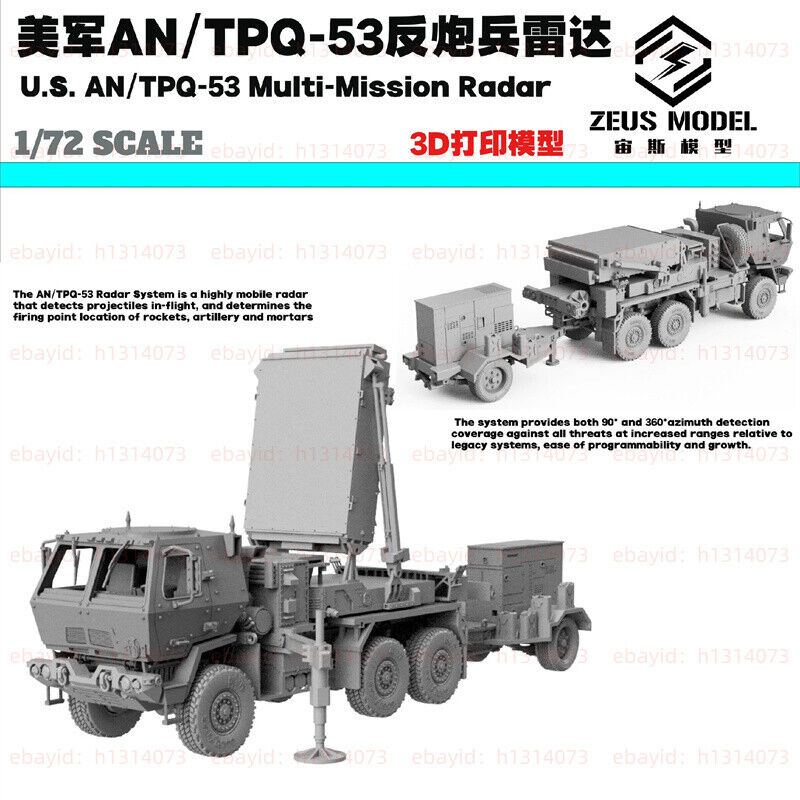 3d Printed 1/72/144 U.s. Army An/tpq-53 Counter-battery Radar
